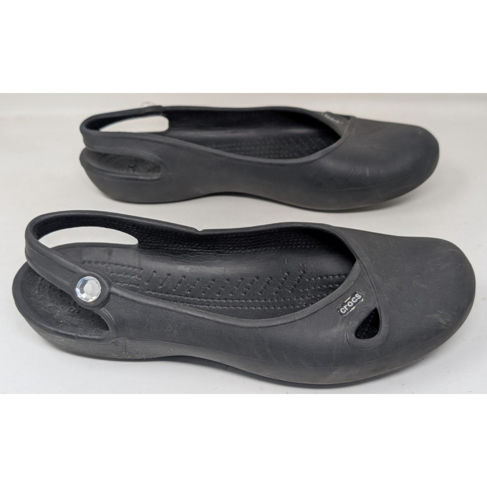 CROCS Olivia Slingback Ballet with Jewel Black Women's Size 10 Round Closed Toe